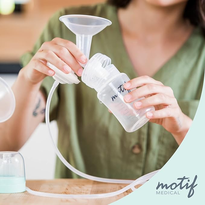 Motif Medical Luna Double Breast Pump Replacement Parts - Breast Pump Parts W/Bottles, Nipples, Tubing, Valves, Breast Shields (24mm), Diaphragms, Connectors & More - Safe Easy-to-Use Breast Pump Kit