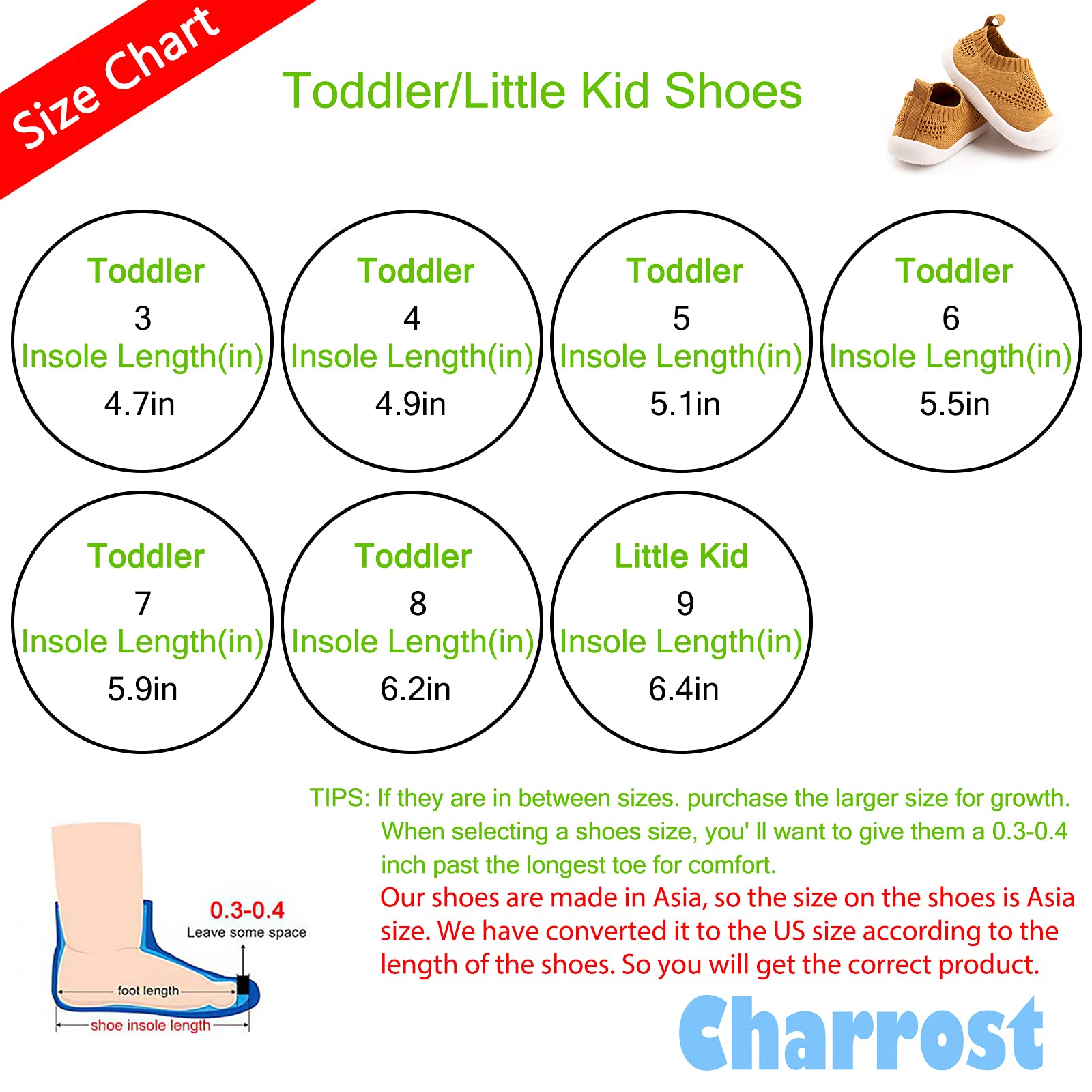 Charrost Baby Walking Shoes Wide Toe Box Knit Slip-On Sneakers for Toddlers