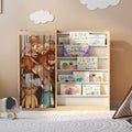 HedoAjim Natural Wood Kids Bookshelf & Stuffed Animal Net Holder Plush Toy Storage Organizer Child Bookcase Toddler Baby Sling Book Rack for Playroom Bedroom Nursery Infant Boys Girls Preschool