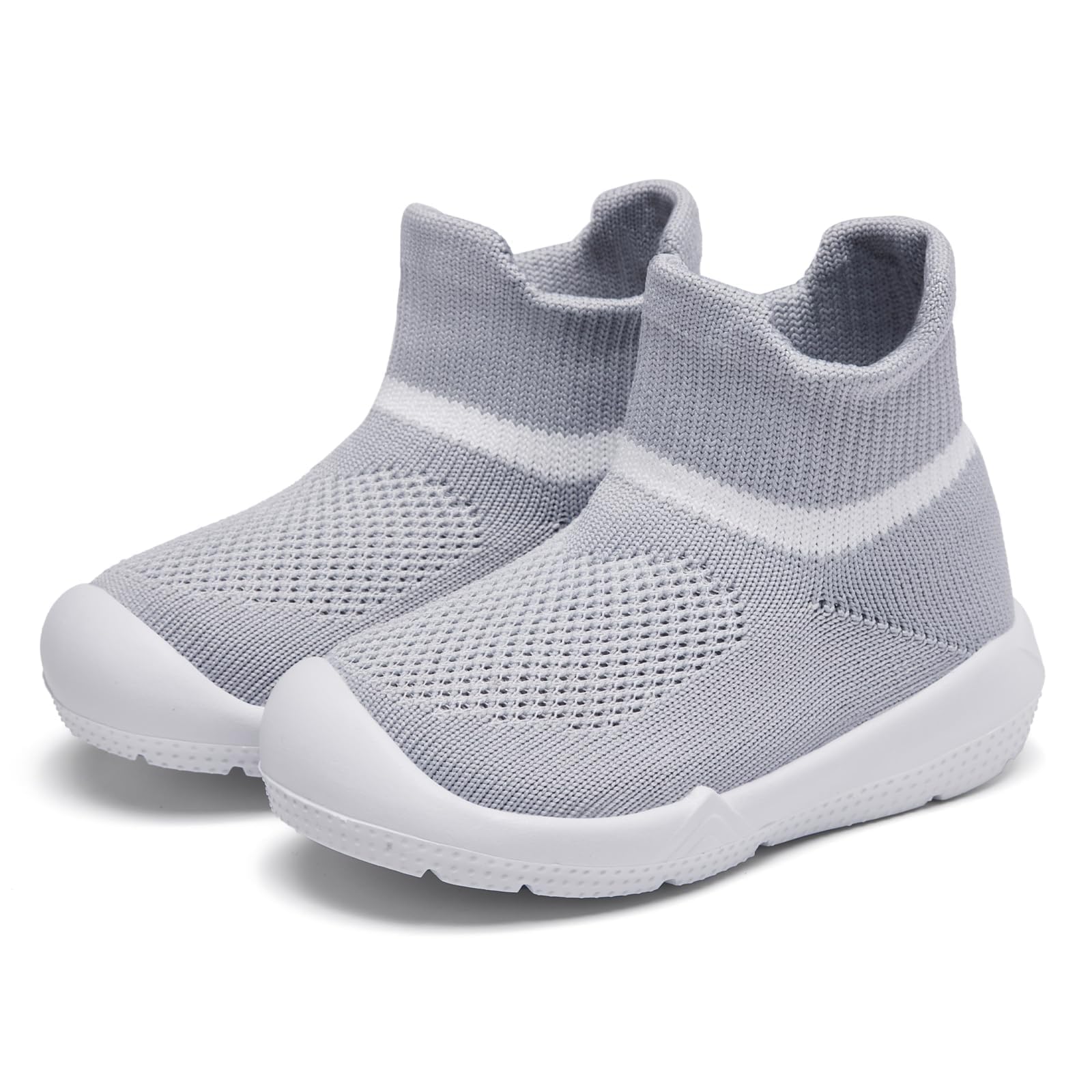 MORENDL Toddler Sock Shoes Baby Walking Shoes Infant Slippers Boys & Girls Non-Slip Sneakers Grey