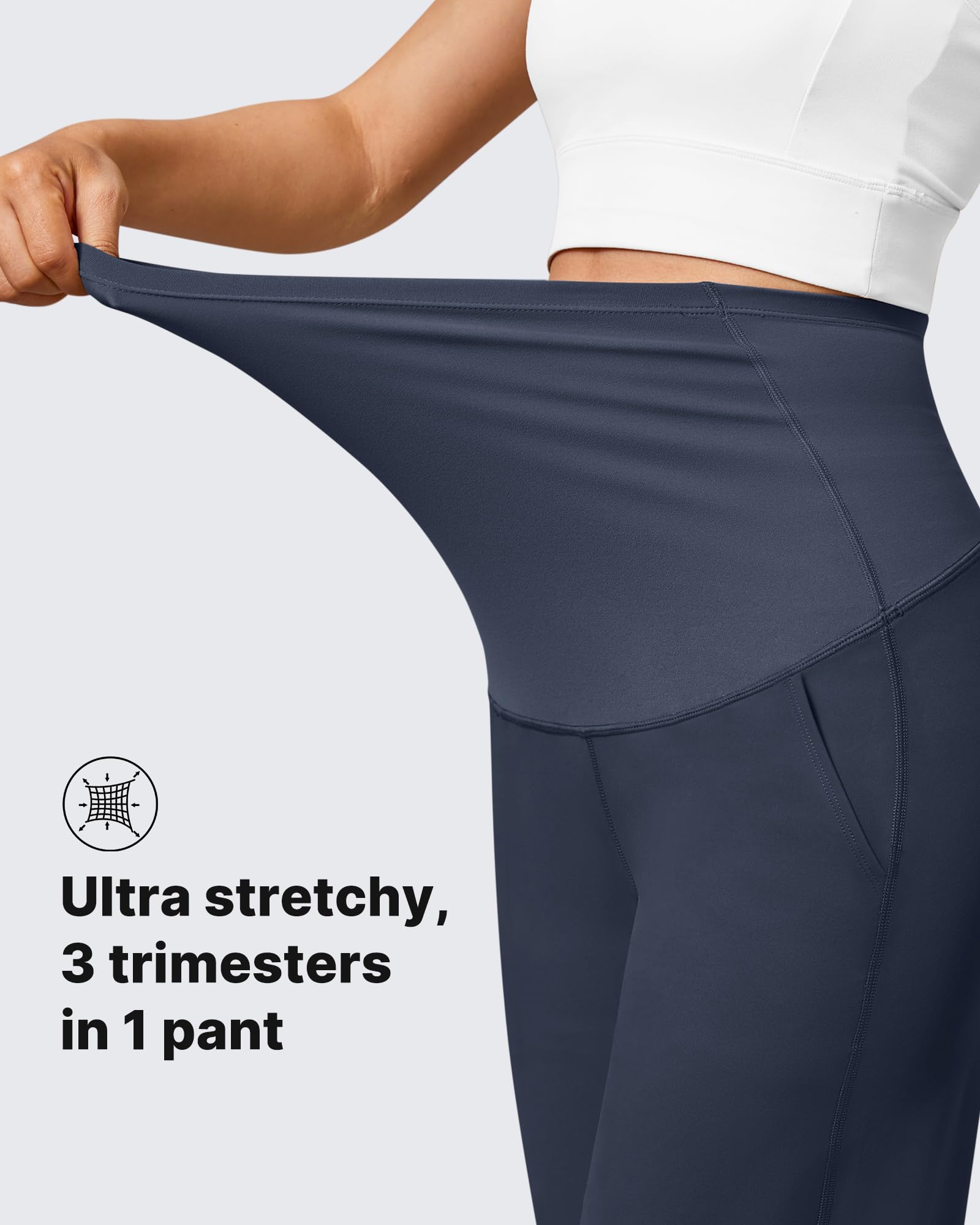 G4Free Maternity Dress Pants Pregnancy Workout Wide Leg,Dark Navy,M,Regular