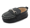 LONSOEN Infant Shoes Boys Loafers Baby Girls Crib Moccasins Classic Synthetic Leather Wedding Dress Shoes,BAY209 Black 0-6 Months