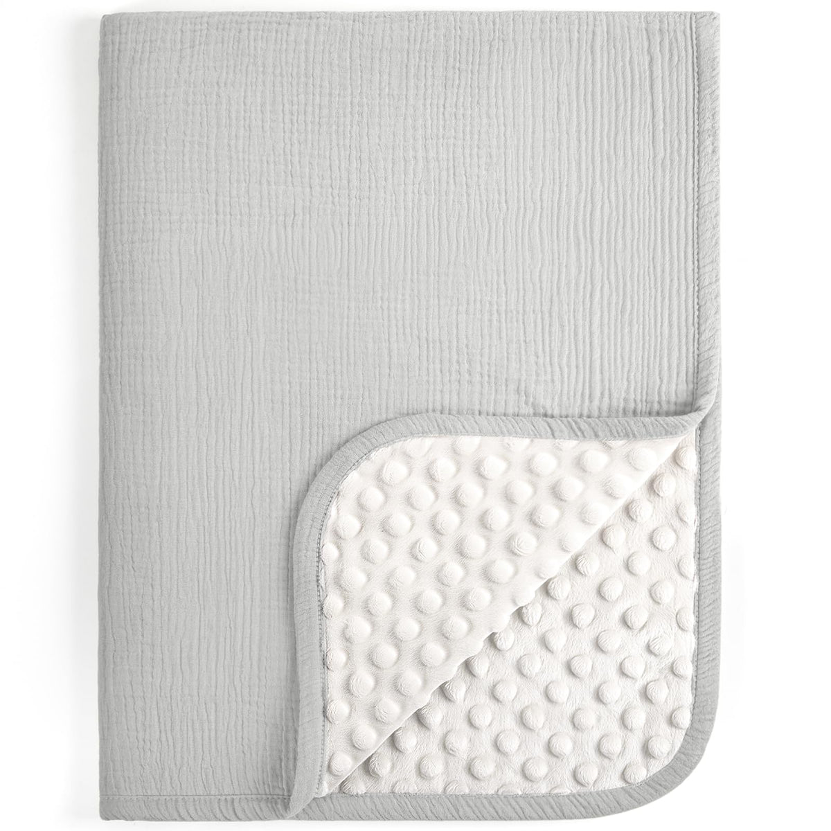 lulumoon Baby Blanket for Boys Girls: Muslin Cotton & Dotted Fleece Minky