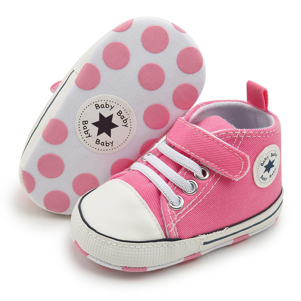 Meckior Save Beautiful Baby Girls Boys Canvas Sneakers Soft Sole High-Top Ankle Infant First Walkers Crib Shoes