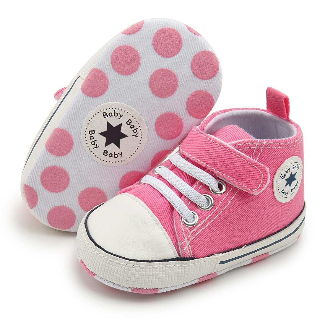 Meckior Save Beautiful Baby Girls Boys Canvas Sneakers Soft Sole High-Top Ankle Infant First Walkers Crib Shoes