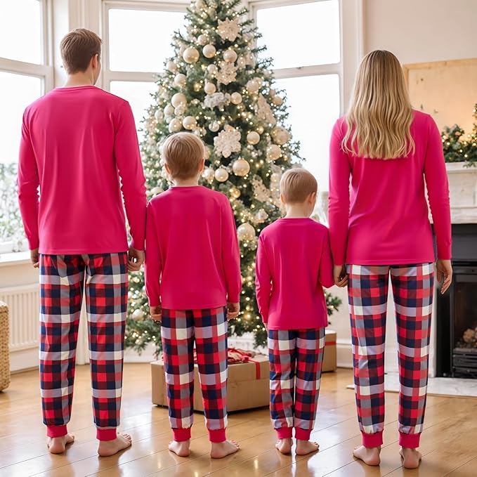 Awoscut Christmas Family Matching Pajamas Christmas Pjs Holiday Nightwear Sleepwear Sets Long Sleeve Pjs