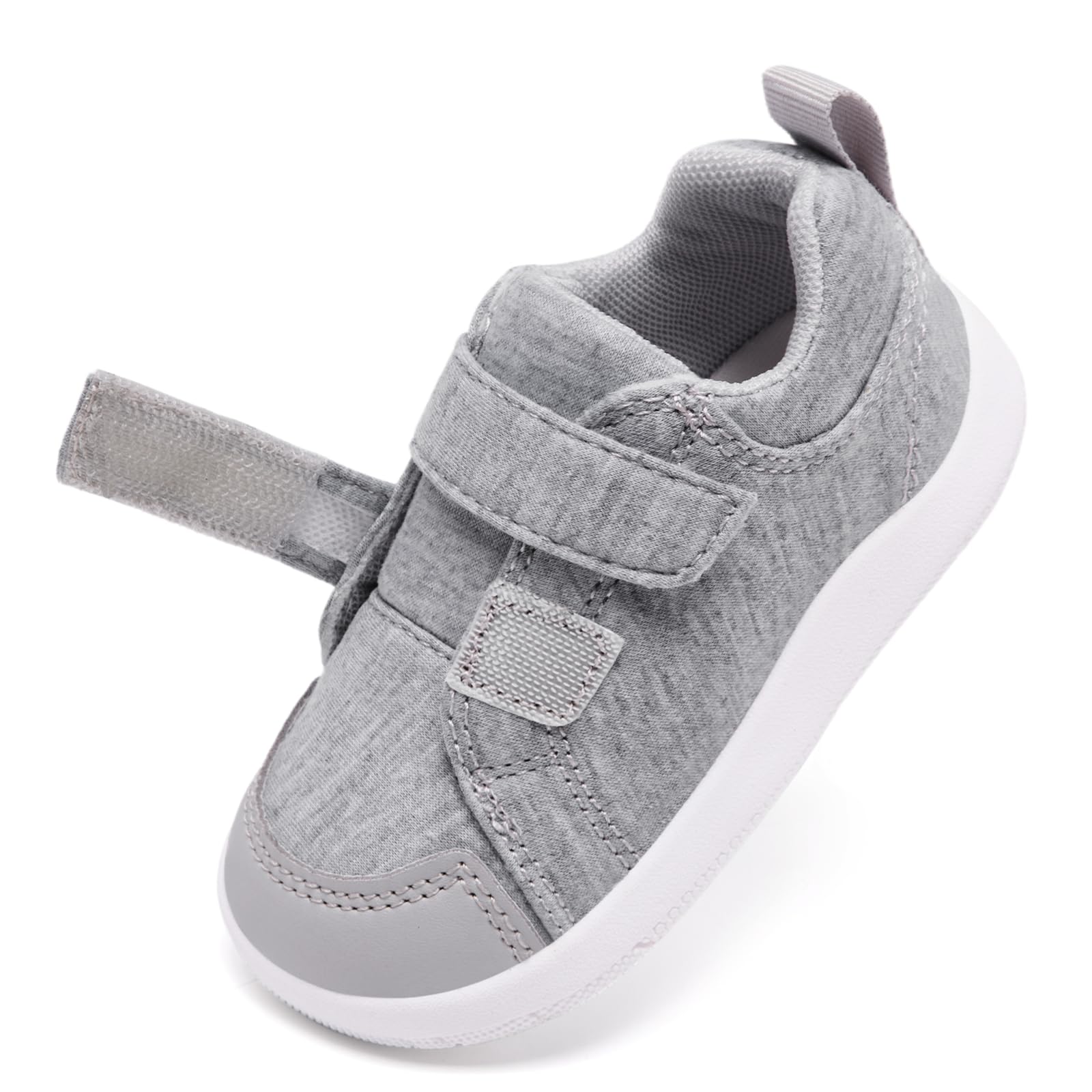 MORENDL Wide Toe Box Shoes Toddler Barefoot Shoes Baby Walking Shoe Boy Girl Non-Slip Zero Drop Minimalist Sneakers Comfort Tennis Outdoor Activities Mix LightGrey Size 8