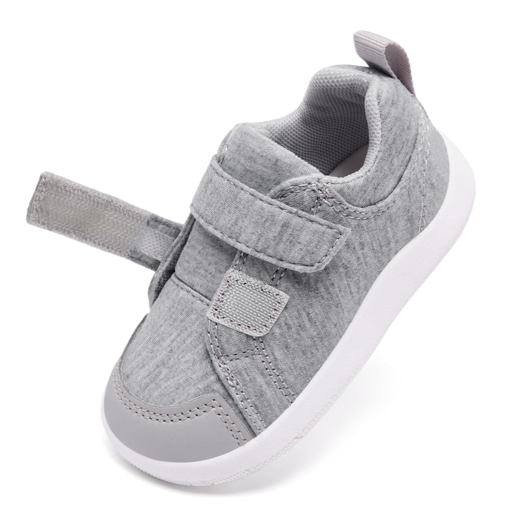 MORENDL Wide Toe Box Shoes Toddler Barefoot Shoes Baby Walking Shoe Boy Girl Non-Slip Zero Drop Minimalist Sneakers Comfort Tennis Outdoor Activities Mix LightGrey 18-24 Months