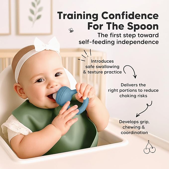 KeaBabies Baby Fruit Feeder 2pk - Silicone Baby Food Feeder for Babies 6-12 Months, Breast Milk Popsicle for Teething, Weaning, Freeze Frozen Solid Food, BPA-Free Infant Feeding Essential (Ocean)