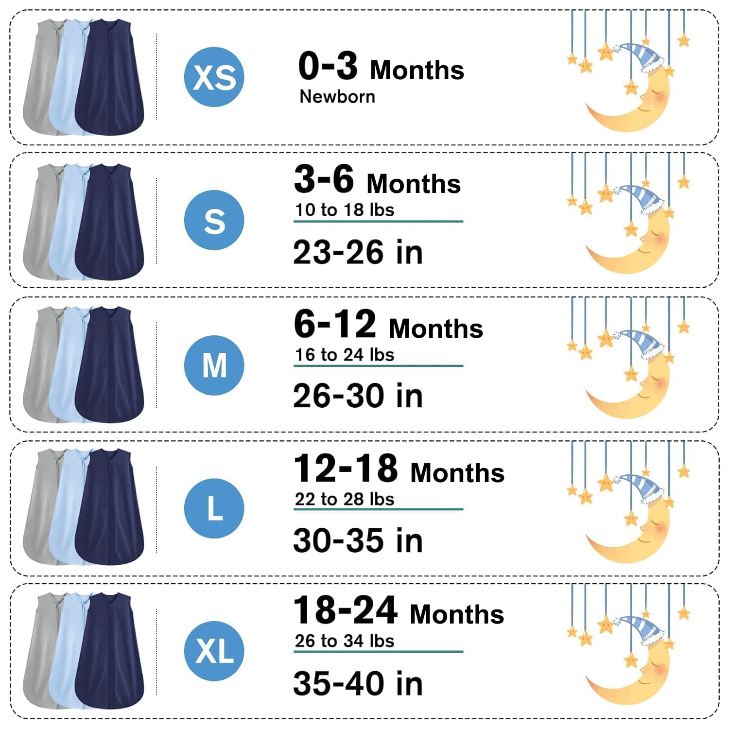 BSTOPPT 3 Pack Baby Sleep Sack 12-18 Months 100% Rayon Cotton Baby Sleeping Bag 2-Way Zipper Toddler Wearable Blankets,Comfy Stretchy Thin Sleep Sacks.TOG 0.3 (Large)