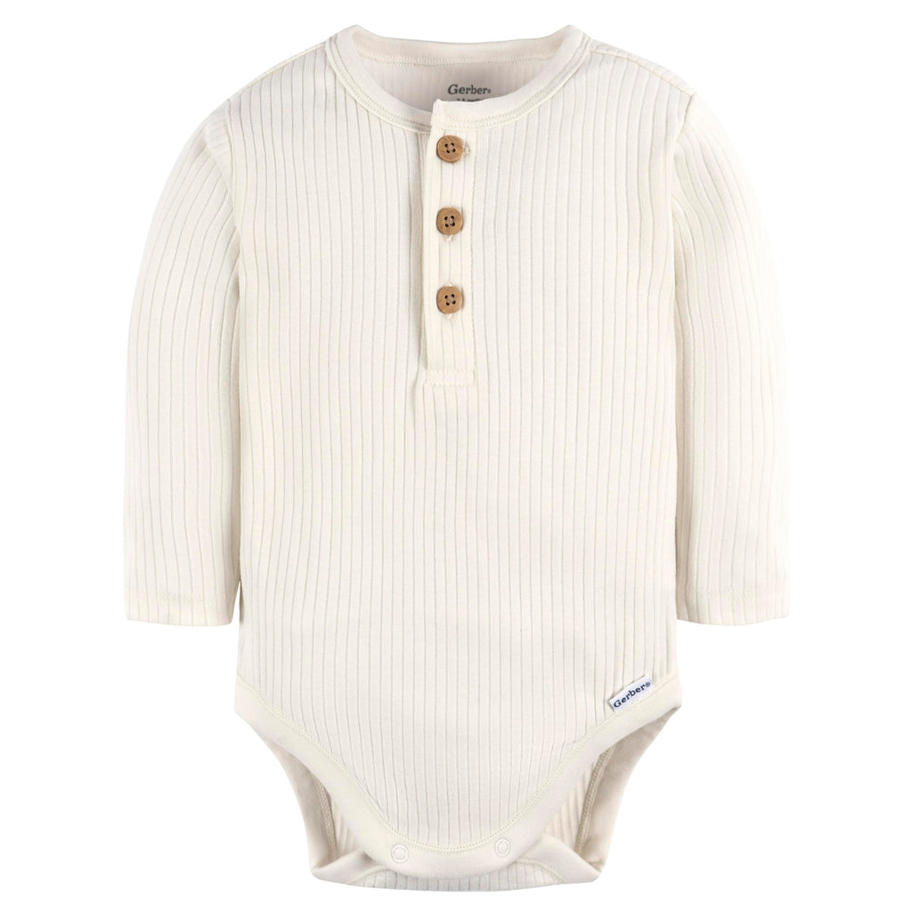 Gerber Baby Boys' 2-Pack Bodysuits, Ivory & Grey Heather, 12 Months
