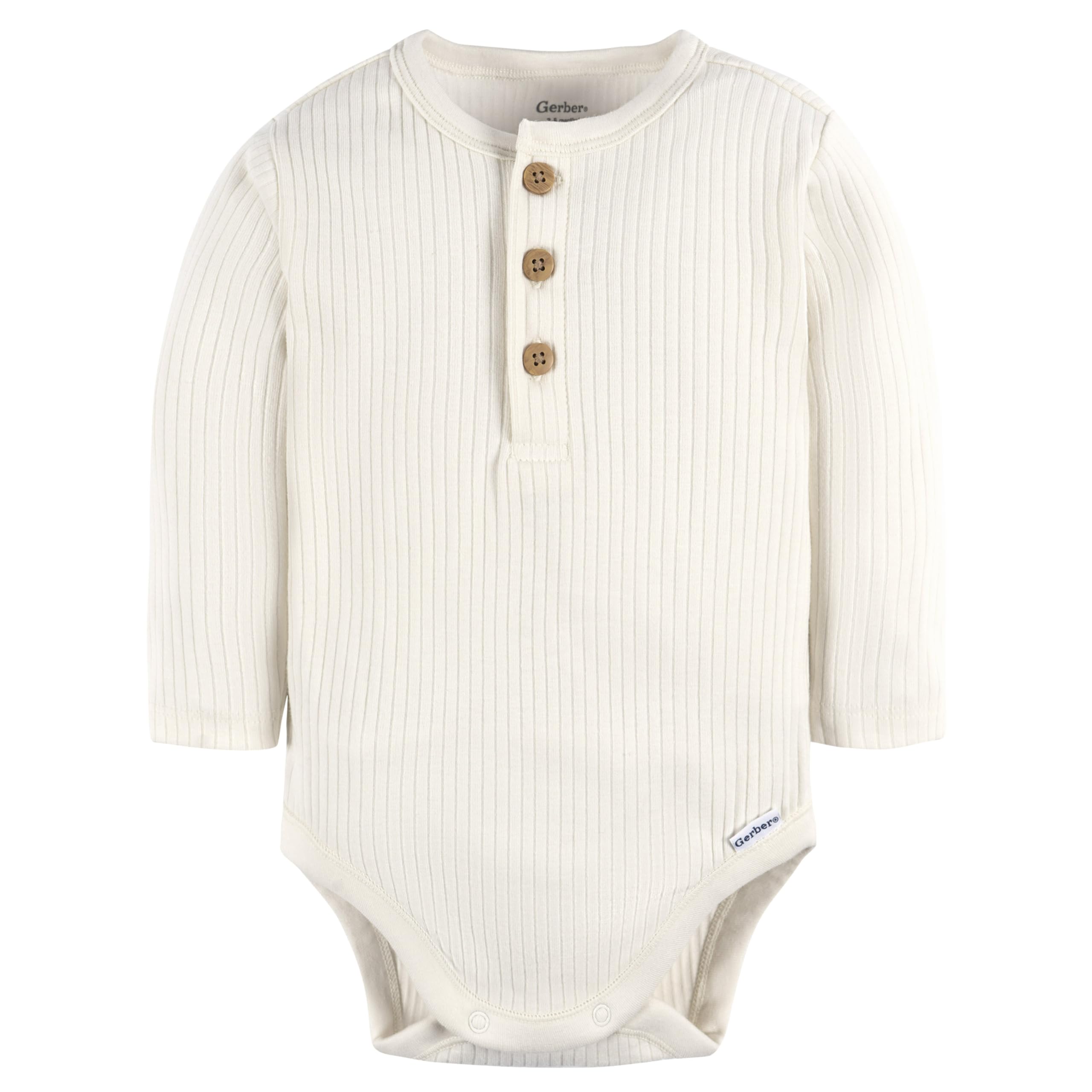 Gerber Baby Boys' 2-Pack Bodysuits, Ivory & Grey Heather, 12 Months