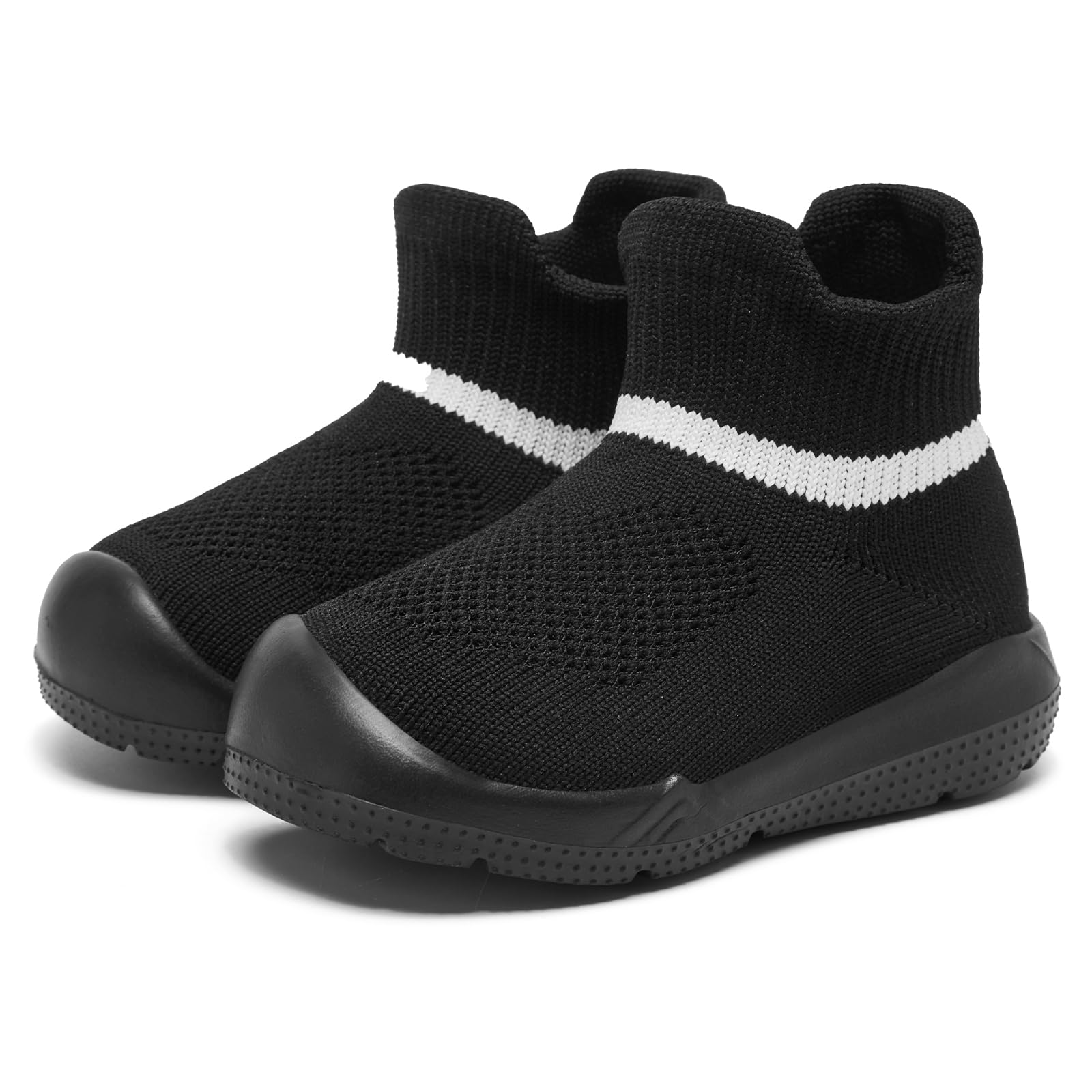 MORENDL Toddler Sock Shoes Baby Walking Shoes Infant Slippers Boys & Girls Non-Slip Sneakers Pure Black