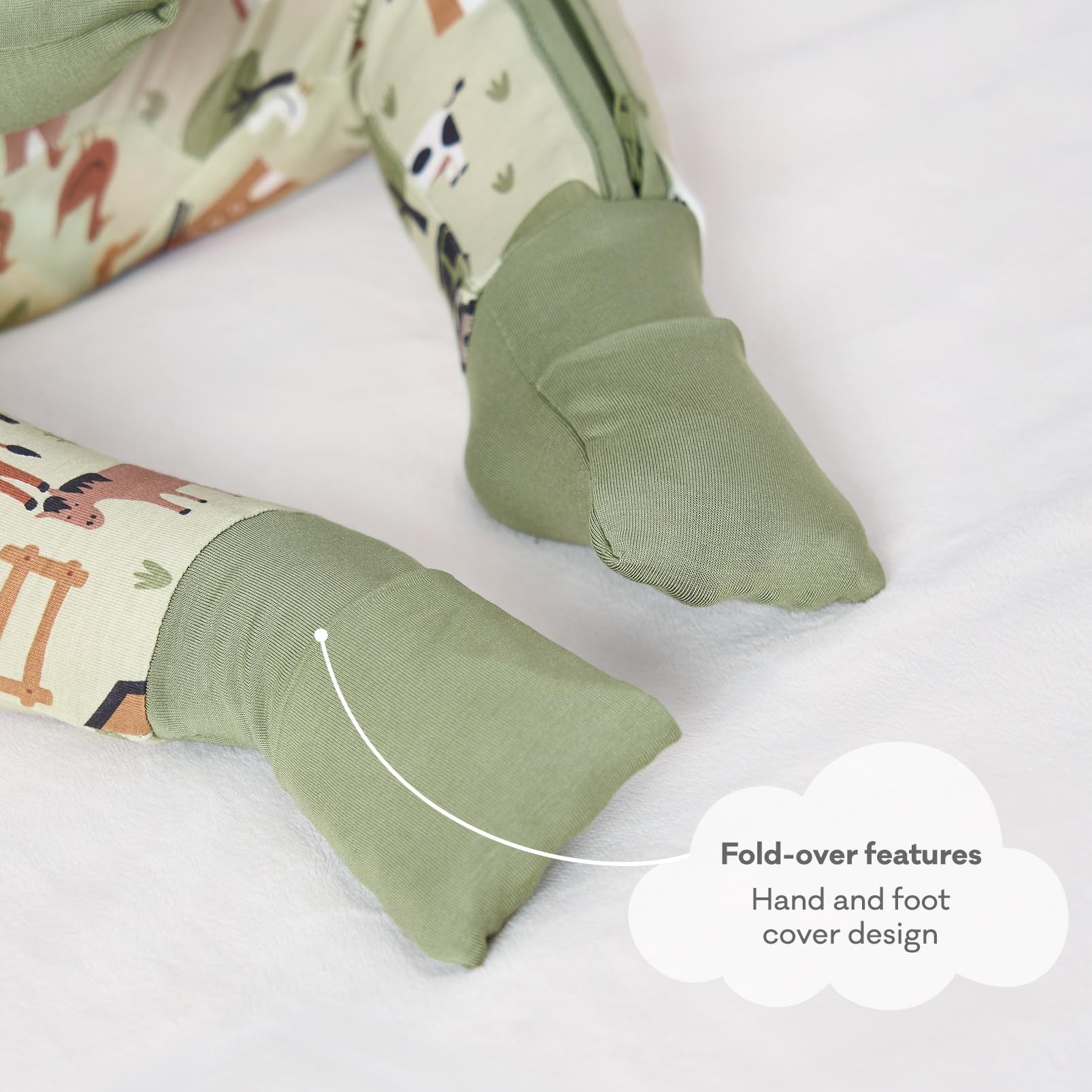 pureborn Baby Boy Sleeper Viscose from Bamboo Zipper Footies Farm 18-24M