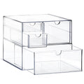 Prsildan Acrylic Drawer Makeup Organizer with 3 Drawers, Clear Stackable Storage for Baby Bottles, Craft, Jewelry & Hair Accessories, Multi-Use for Vanity, Countertop, Office Desk Organization