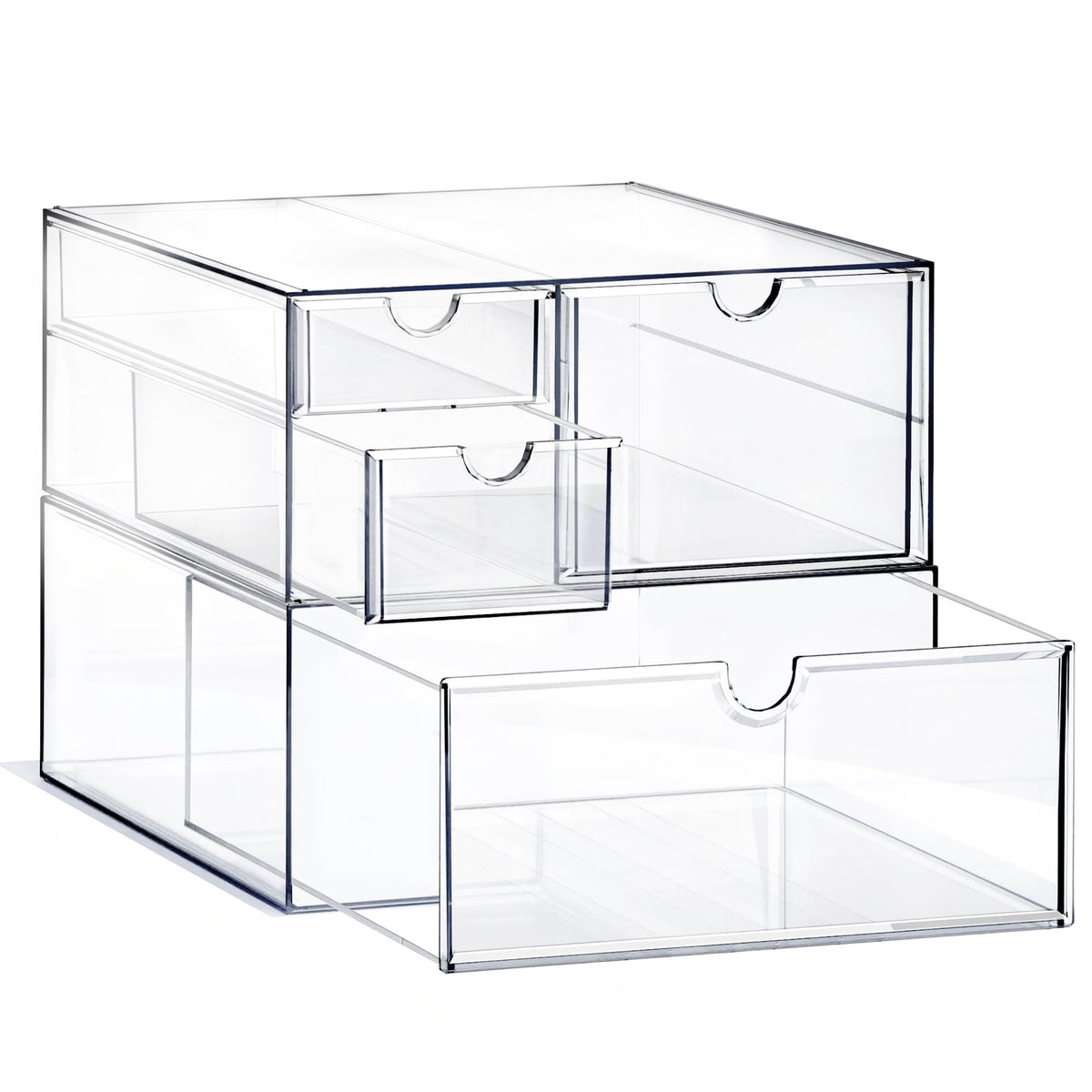 Prsildan Acrylic Drawer Makeup Organizer with 3 Drawers, Clear Stackable Storage for Baby Bottles, Craft, Jewelry & Hair Accessories, Multi-Use for Vanity, Countertop, Office Desk Organization