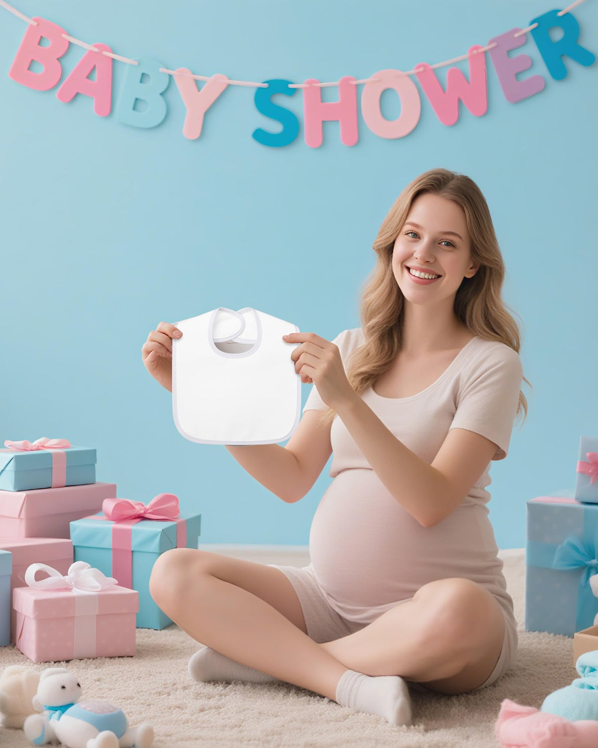 Foaincore 30 Pcs White Bibs Bulk, 2 Ply Waterproof for Baby Shower DIY