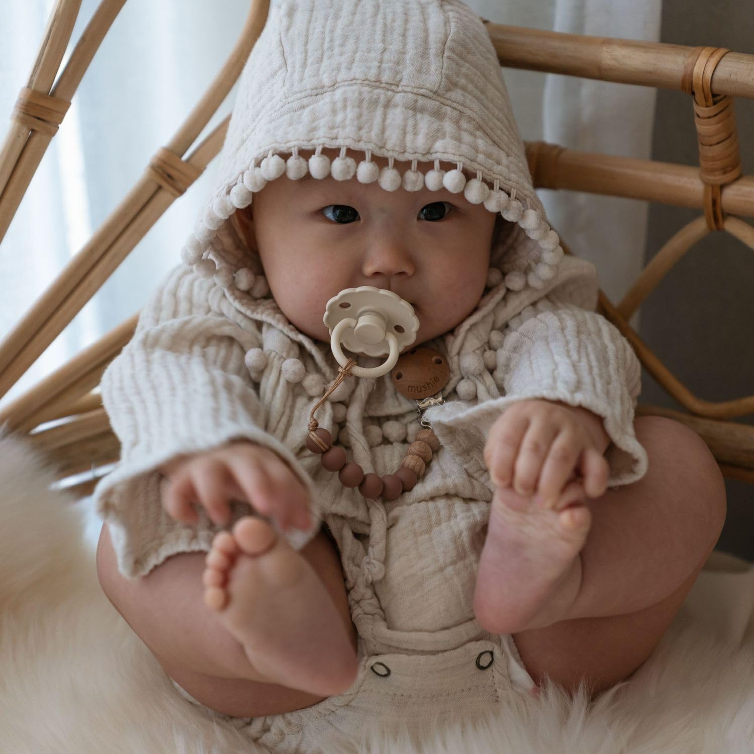 FRIGG Natural Rubber Baby Pacifier 4-Pack Snowflake Dream | Made in Denmark | BPA-Free (6-18 Months)