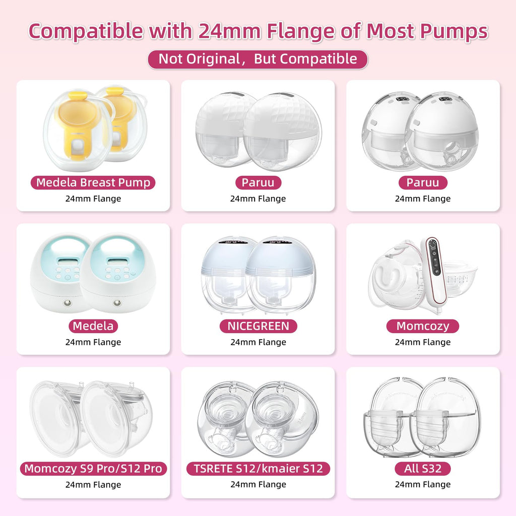 Flange Inserts 15mm for Medela,Spectra 24mm Shields/Flanges,Compatible with Momcozy S12 Pro/S9 Pro/S9/S12 Wearable Breast Pump,Reduce 24mm Nipple Tunnel Down to 15mm,4PCS