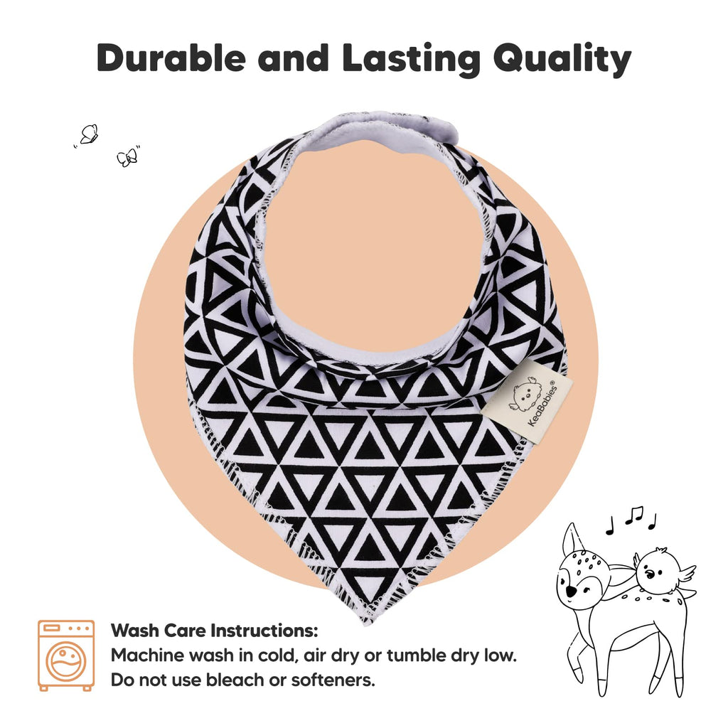 KeaBabies 10pk Organic Baby Bandana Bibs for Drooling and Teething (MONOS)