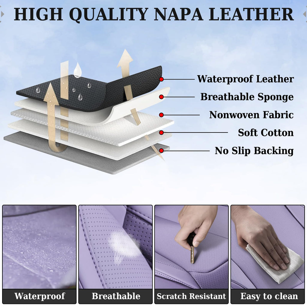 Coverado Car Seat Covers, Seat Covers for Cars, Waterproof Leather Auto Seat Protectors, Leather Car Seat Cushion, Car Interiors Accessories Universal Fit for Most Cars