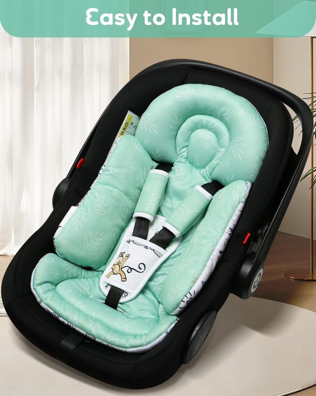 BOMOLOUR Infant Car Seat Insert for Baby Head Body Support, Blue Giraffe