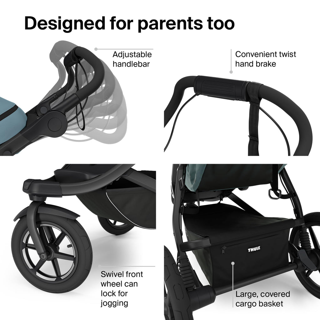 Thule Urban Glide 3 Single Child All-Terrain Stroller - Lightweight - Air-Filled Tires & Suspension - Integrated Hand Brake - Reclining seat with Leg Rest - Padded 5-Point Harness