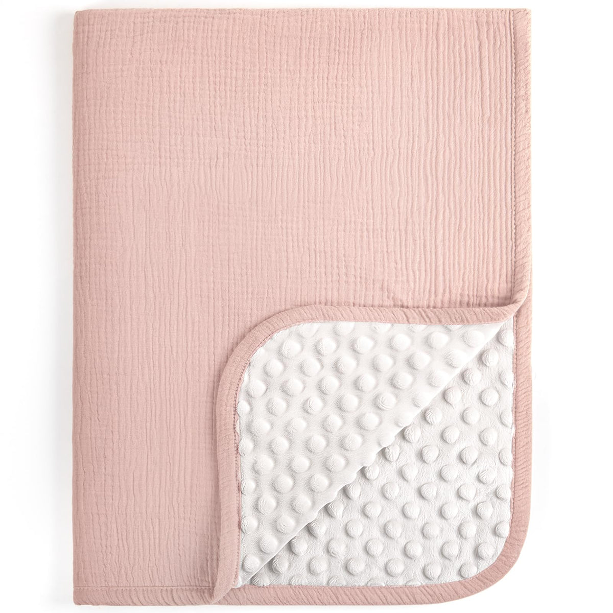 lulumoon Baby Blanket for Boys Girls: Muslin Cotton & Dotted Fleece Minky