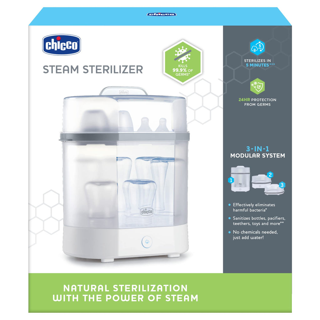 Chicco Baby Bottle Sterilizer, 3-in-1 Electric Steam, Kills 99.9% Germs