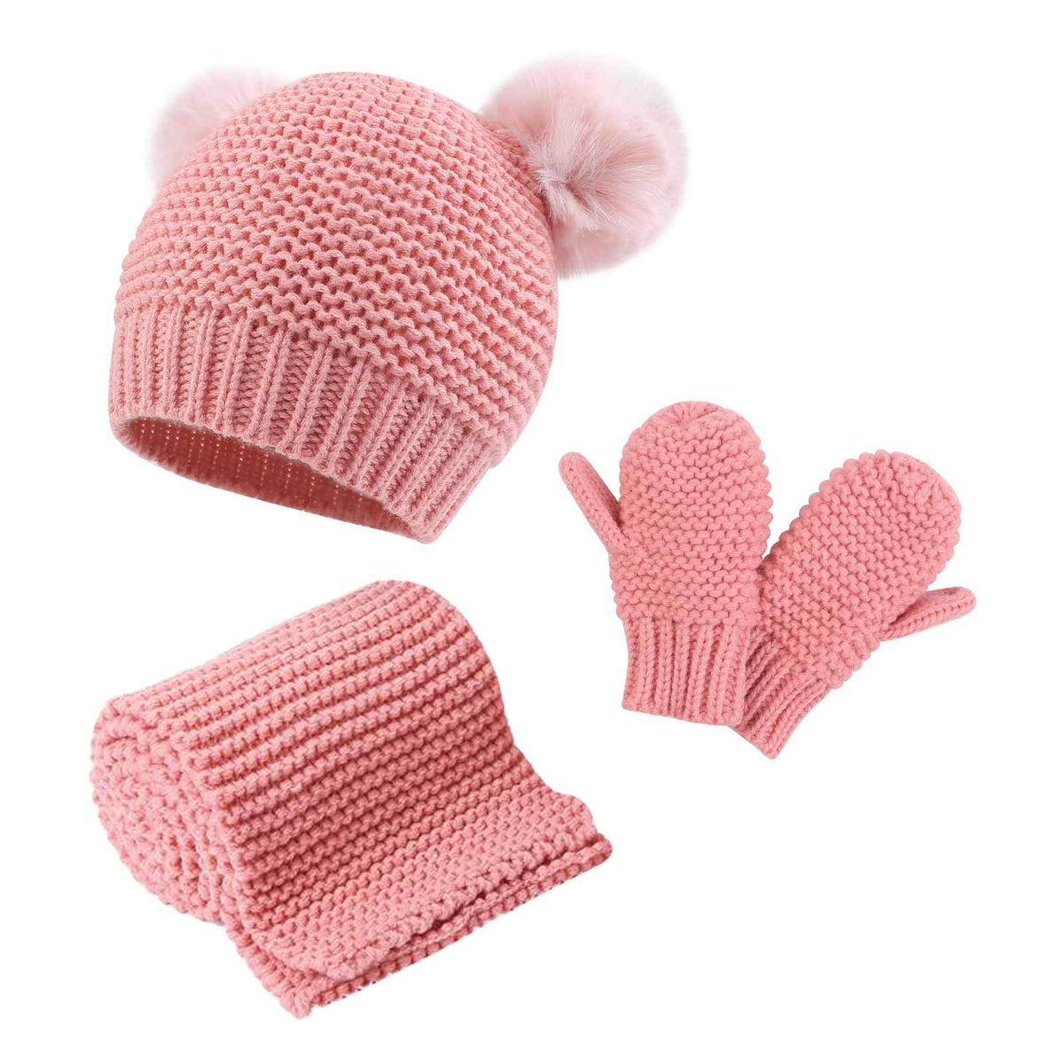 Duoyeree Baby Winter Hat Scarf Glove Beanie Set Fleece Lined Set 0-3T