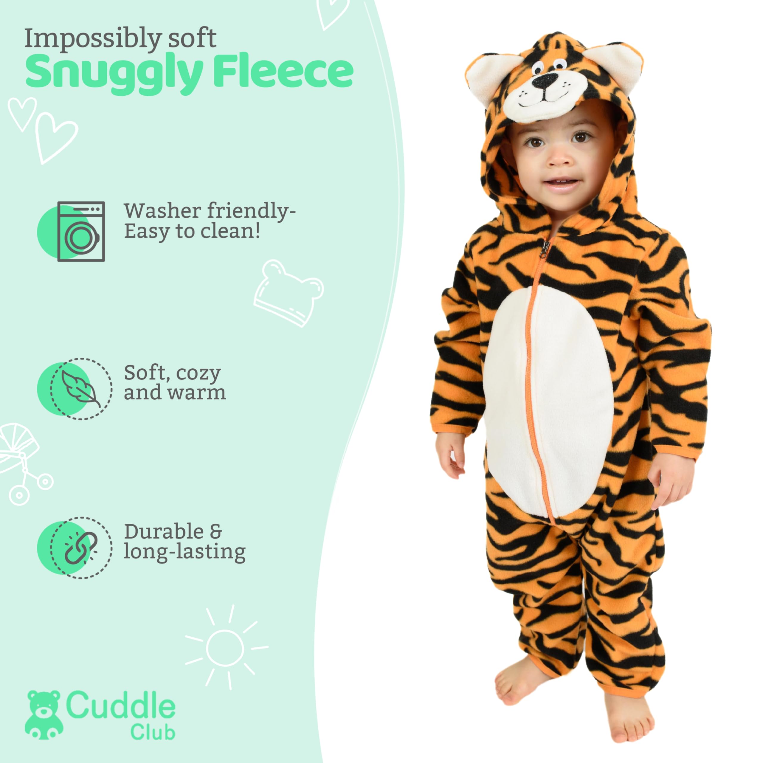 Cuddle Club Fleece Baby Bunting Bodysuit – Infant One Piece Kids Hooded Romper Outerwear Toddler Jacket