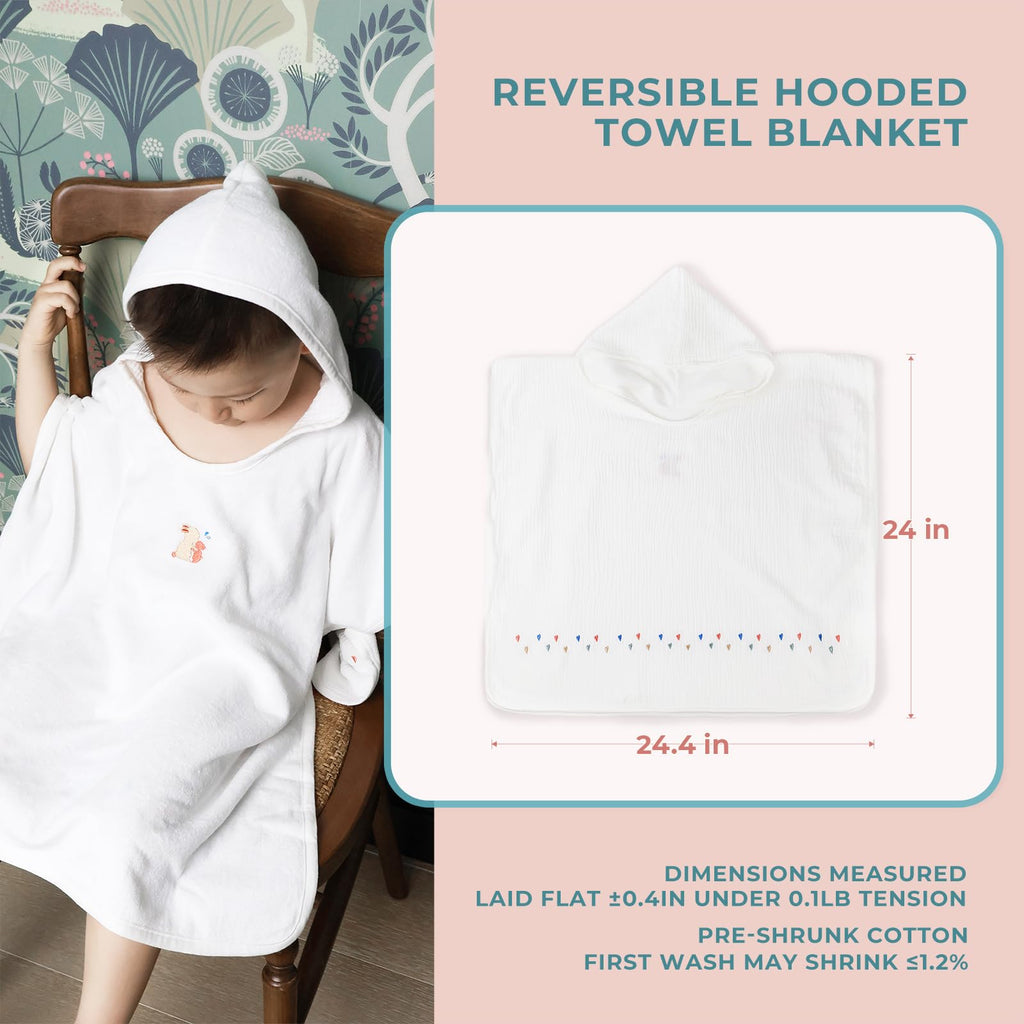 Hojour Bond Toddler Hooded Towel Set, Poncho Beach Towel for Kids 1-3Y