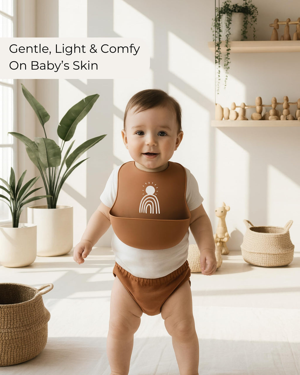 Hippypotamus Silicone Baby Bibs - Soft Waterproof Bibs for Babies & Toddlers (3, Sage/Nude/Fog)