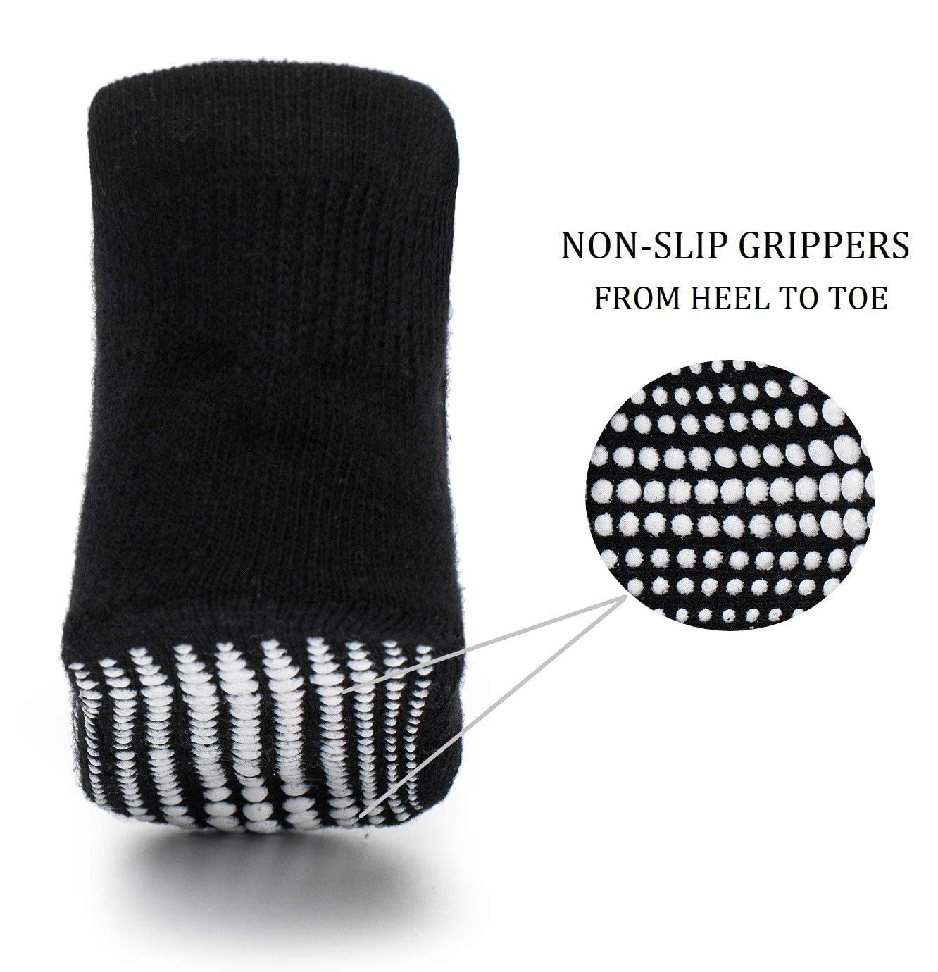 Zaples Baby Non Slip Grip Ankle Socks with Non Skid Soles for Infants Toddlers Kids Boys Girls, Black, 0-6 Months