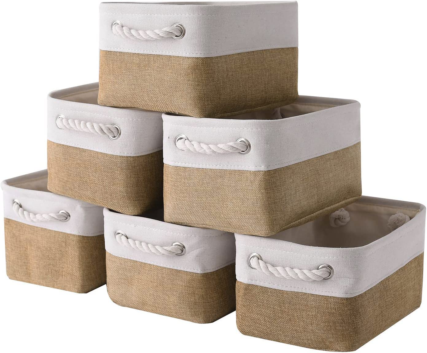 Sacyic Small Baskets for Organizing, [6 PCS] Collapsible Storage Baskets for Shelves, Storage Bins Boxes Cubes for Clothes Books
