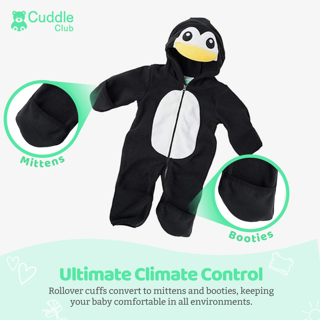 Cuddle Club Fleece Baby Bunting Bodysuit – Infant One Piece Kids Hooded Romper Outerwear Toddler Jacket