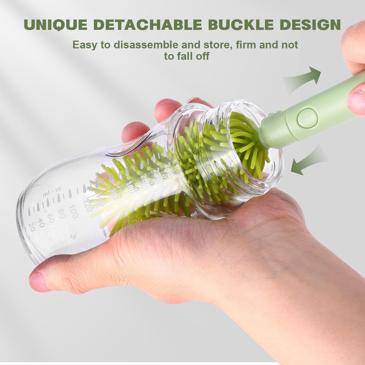 Travel Bottle Cleaner Kit Baby Bottle Cleaner Brush Set Portable Bottle Cleaning Kit Set Silicone Brush, Nipple Brush, Straw Brush, Dispense Detergent Dispenser, Drying Rack - 6 in 1
