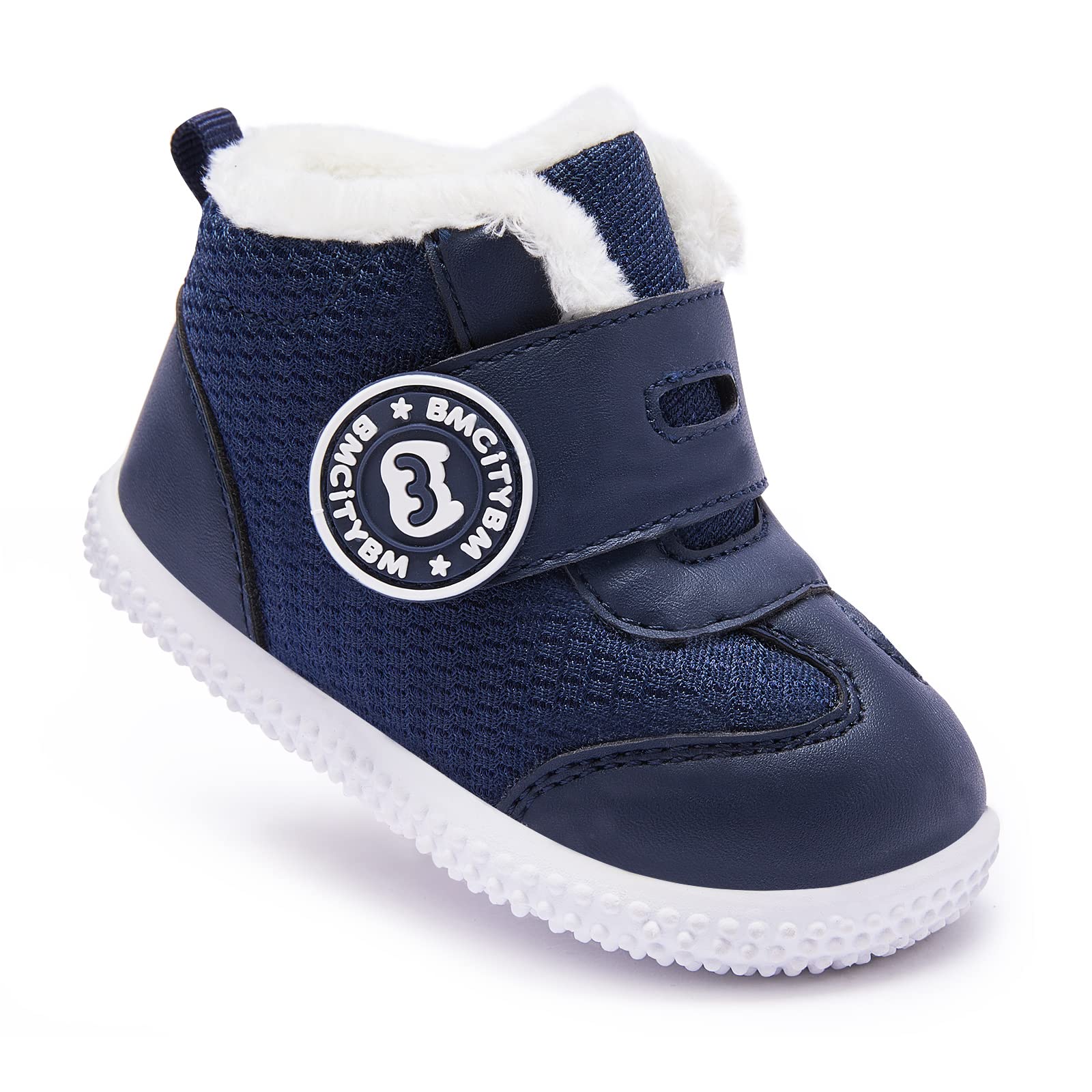 BMCiTYBM Baby Boy Girl Boots Winter Warm Snow Boots Lightweight Walking Shoes Infant First Walkers 6 9 12 18 24 Months Navy Blue 12-18 Months