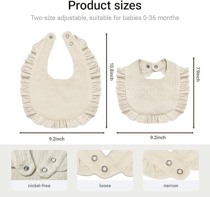 Baby Muslin Bibs,6 Pcs Drool Bandana Bibs for Baby Girl Drooling and Teething,Soft and Absorbent Cotton for Newborn