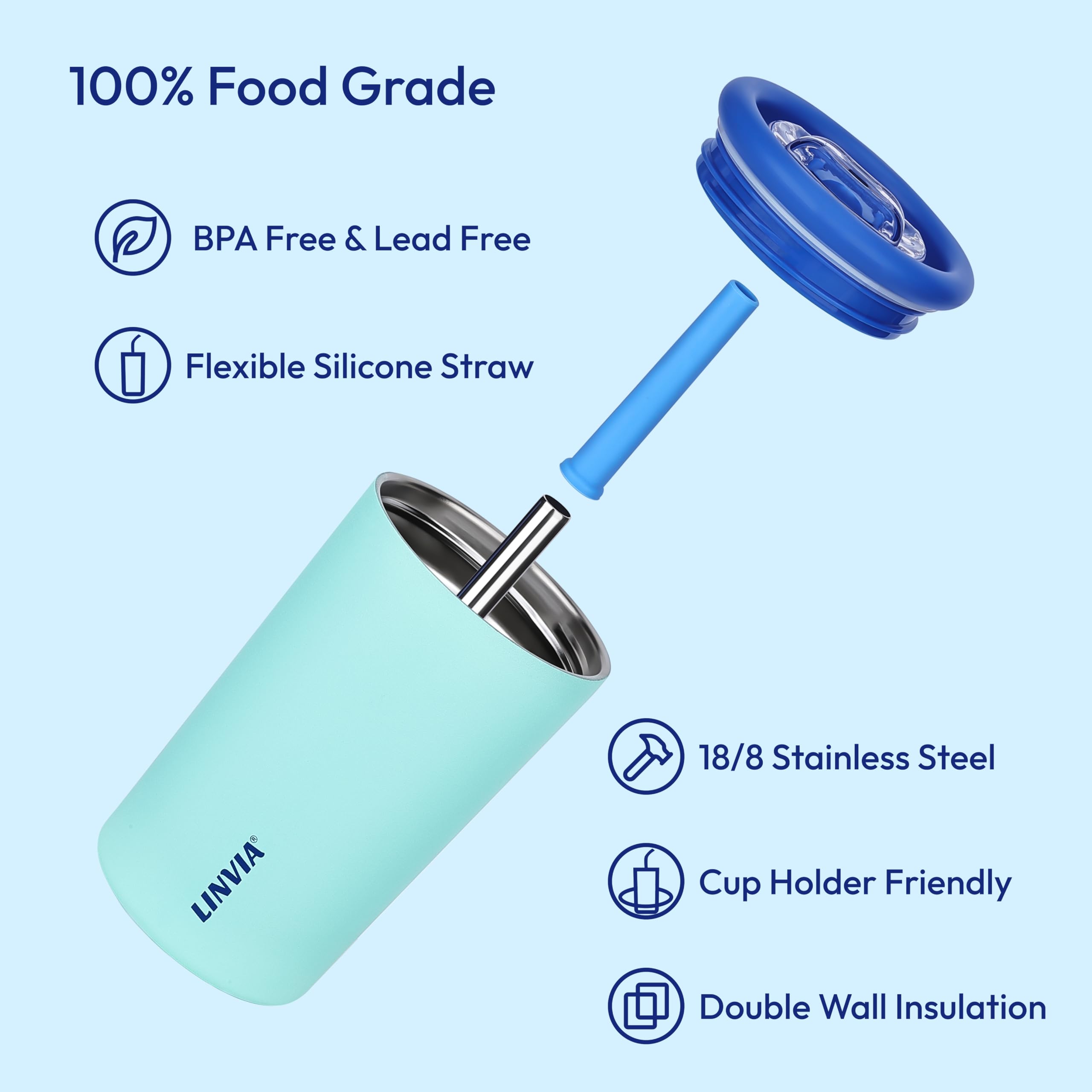 LINVIA 12 oz Candy Tumbler, Insulated Water Bottle with Straw Lid