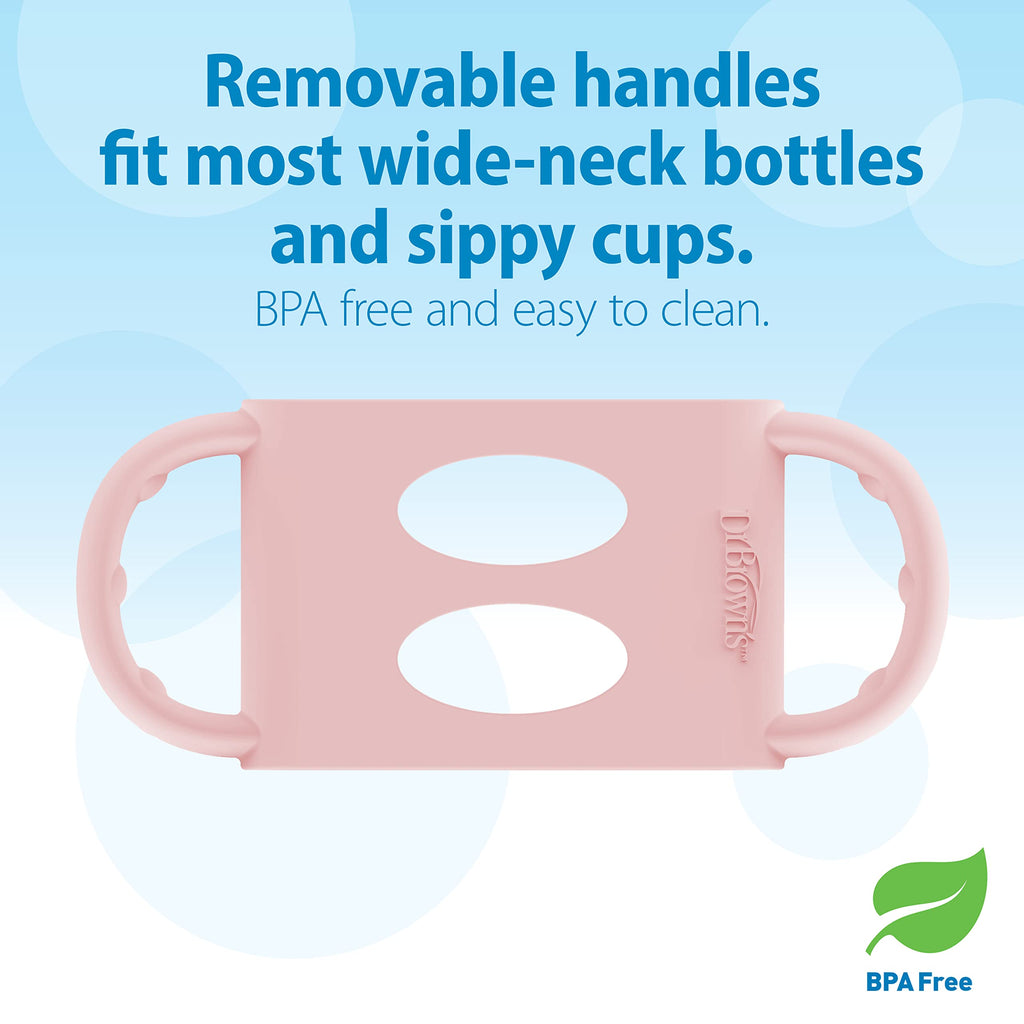 Dr. Brown's Milestones Wide-Neck Sippy Spout Bottle with Silicone Handles 9 oz/270 mL, Pink, 1-Pack