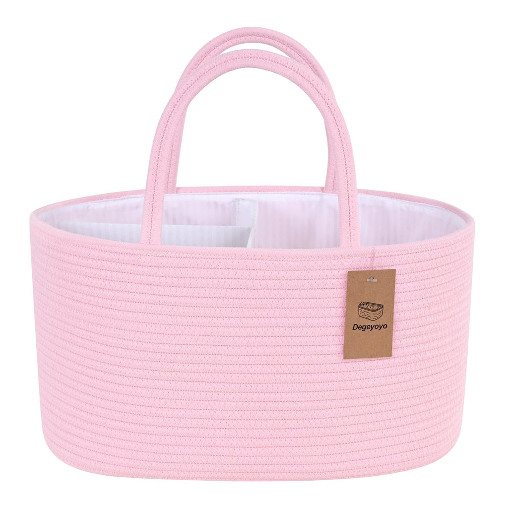 19L Baby Diaper Caddy Organizer, 16.8"x9.8"x9" Cotton Rope Diaper Basket, Changing Table Storage Caddy With Removable Divider, Baby Basket for Nursery, Car, Diapers, Baby Shower Gifts for Newborn