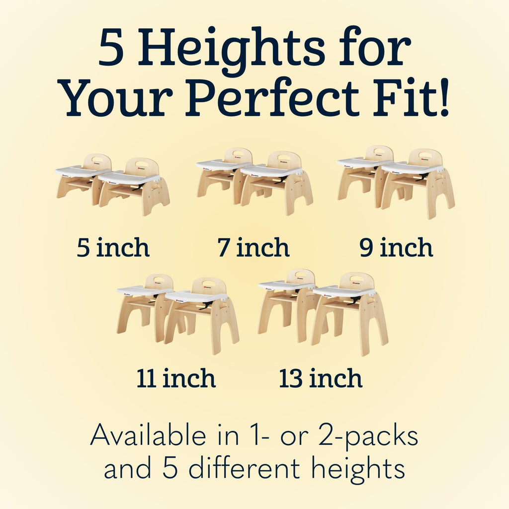 Foundations Easy Serve Low 9" Wood Feeding Chairs Highchairs, 2 Pack