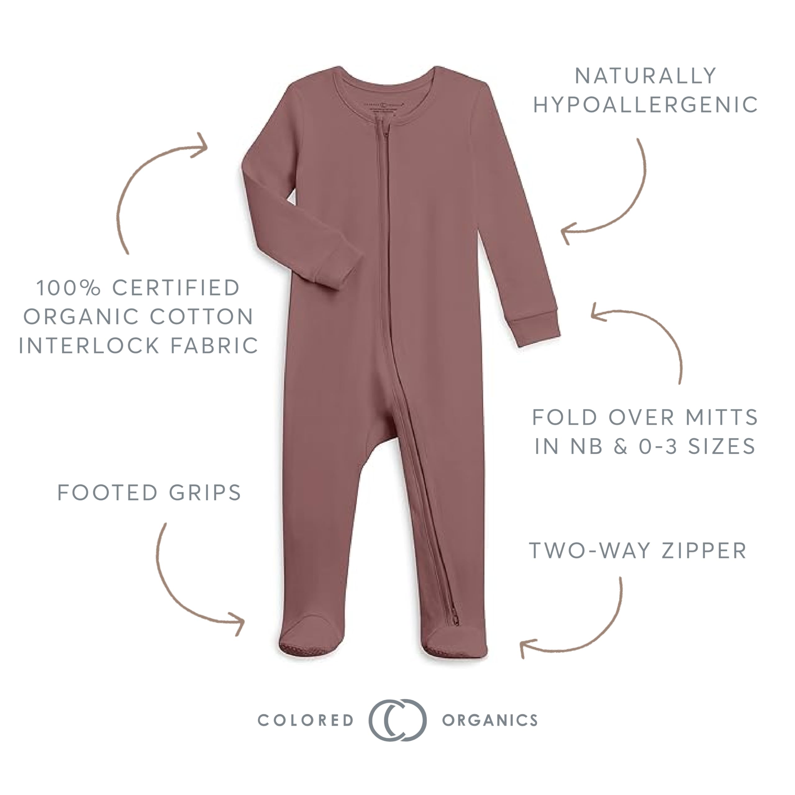 Colored Organics KENDI Organic Cotton Zip Sleeper - Thyme Green NB