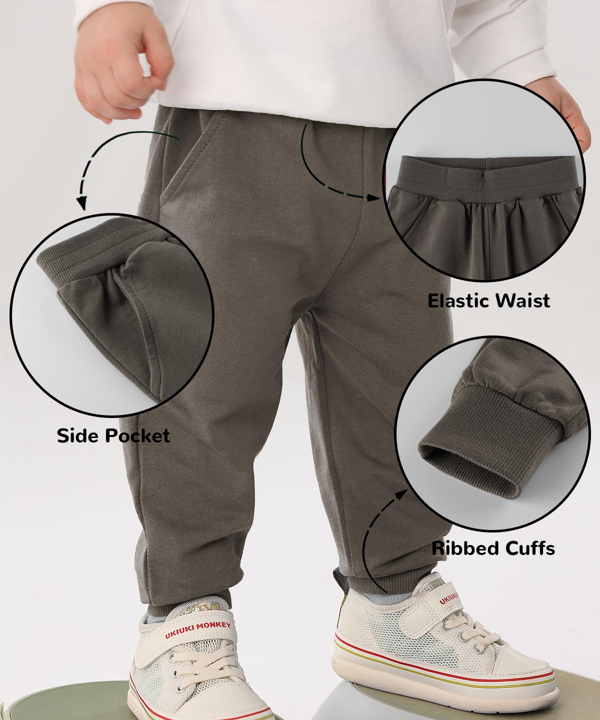 GFQLONG Toddler Boys Pants 100% Cotton Joggers Sweatpants with Pockets 3-4T