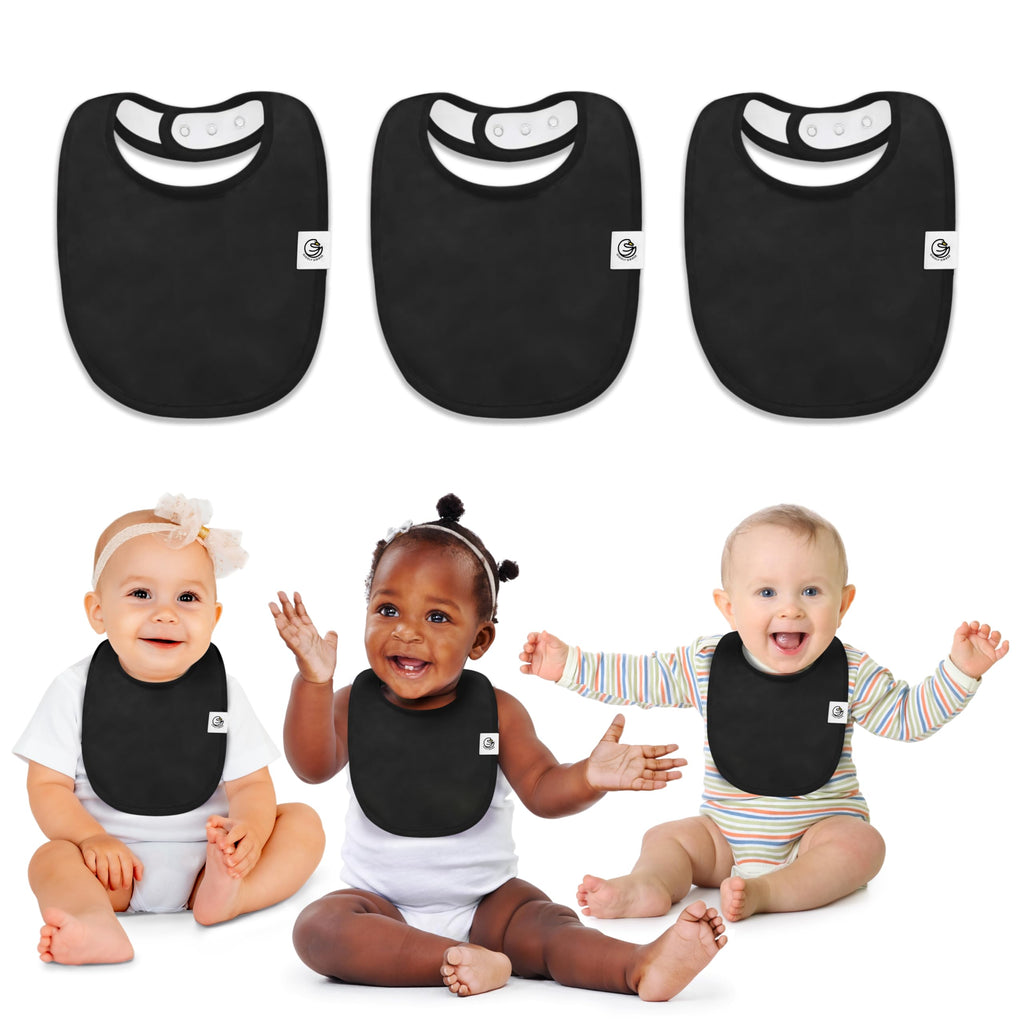 Giggly Goose 3 Pack Drooling Bibs for Babies | Premium & Soft Organic Cotton Teething Bibs with Snaps and Fleece Backing