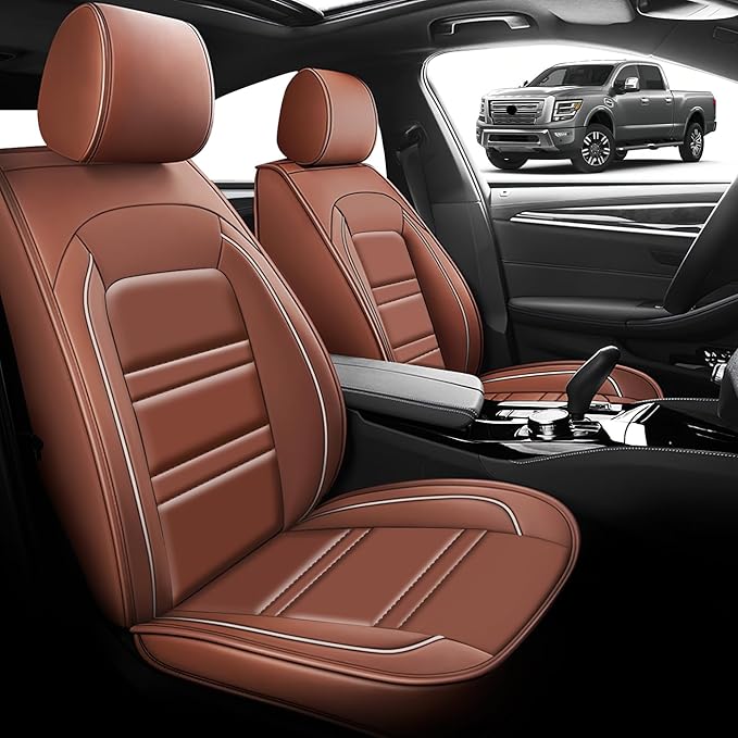Seat Cover for Nissan Car Titan 2004-2024 | Car Seat Covers Front Seats, Waterproof Seat Protectors, Automotive Front Seat Covers (Front Seat, Coffee)
