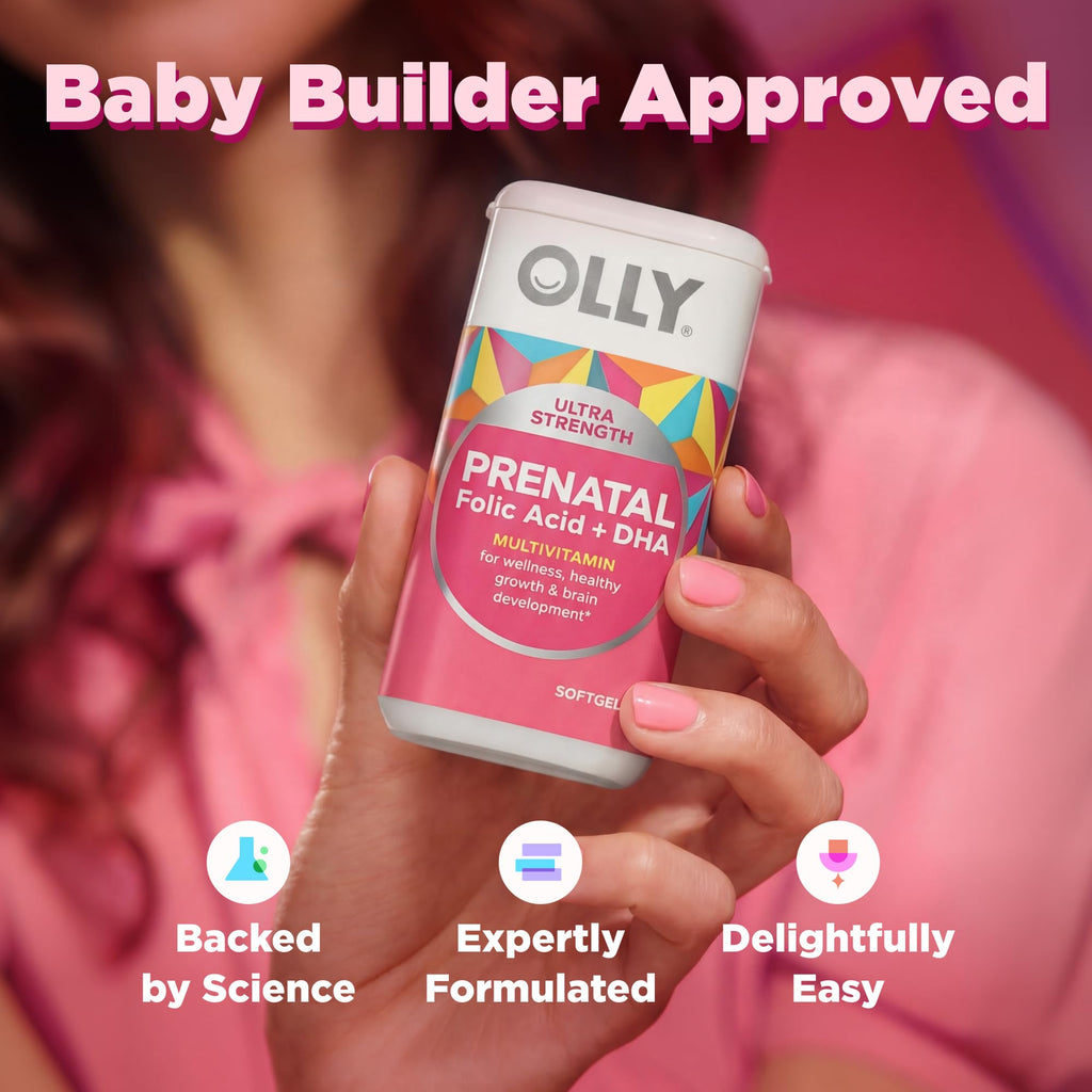 OLLY Ultra Strength Prenatal Multivitamin Softgels, Omega-3s - 60 Count