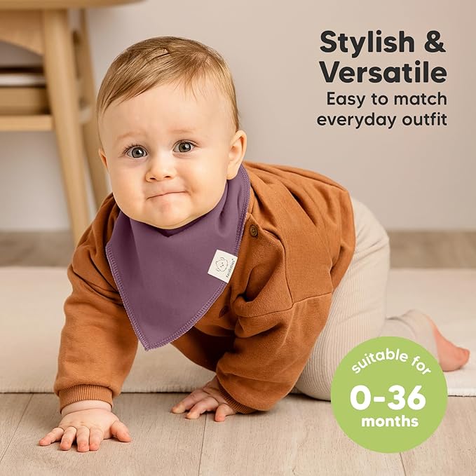 8-Pack Organic Baby Bandana Bibs for Girls - Super Absorbent Triangle Baby Bibs for Drooling and Teething Infant, 100% Cotton Extra Soft for Newborn, Infant 0-36 Months (Lilac)