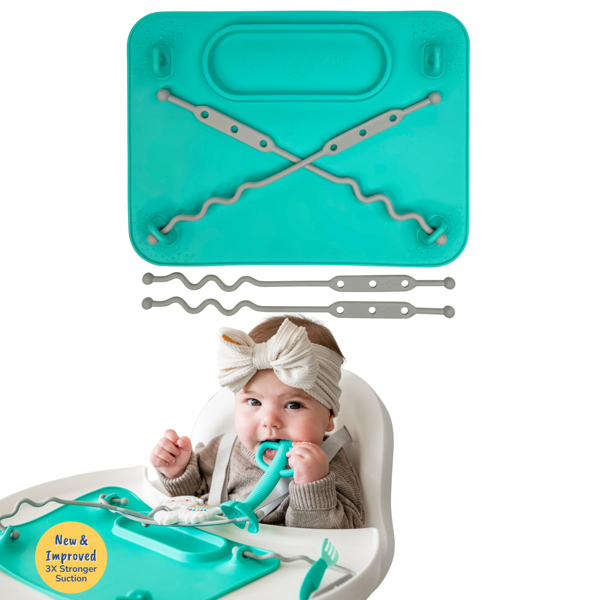 Busy Baby Mini Mat NEW Suction Cups with 2 Straps (Spearmint Mini)